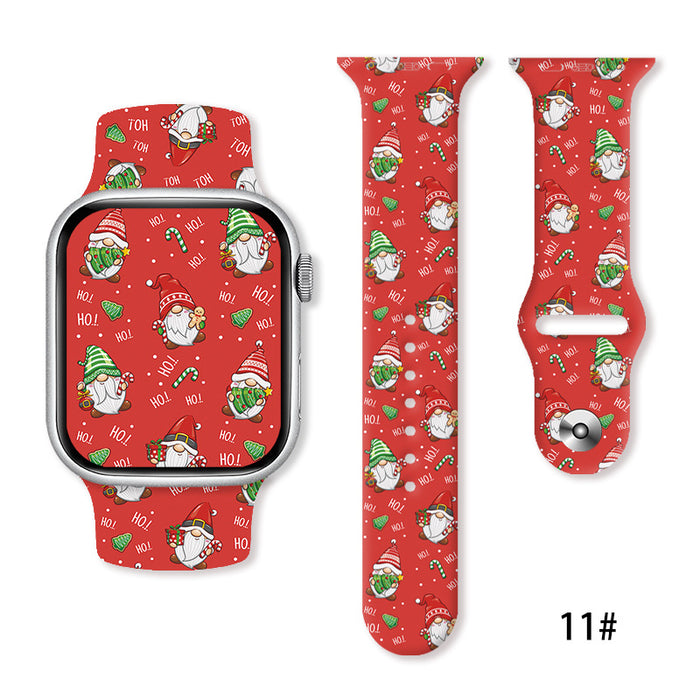 Wholesale Cartoon Christmas Silicone Strap Suitable for Apple Watch Strap JDC-WD-NuoQi005
