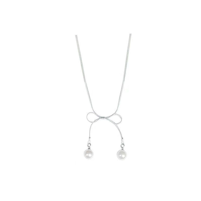 Wholesale Bow Pearl Alloy Necklace JDC-NE-TongS004