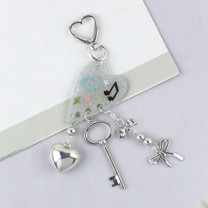 Wholesale Blue Powder Acrylic Colorful Sequins Alloy Bow Love Accessories