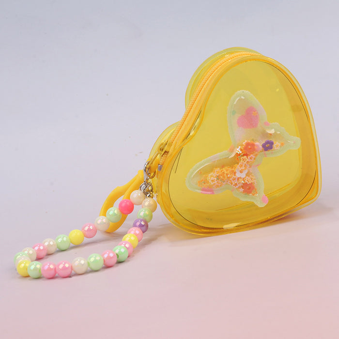 Wholesale Heart Butterfly Transparent Jelly PVC Coin Purse Stylish Fashion Accessory Gift