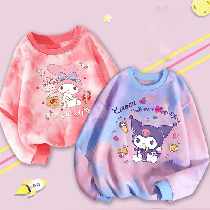 Wholesale Spring and Autumn New Children's Sweatshirts Casual Versatile Trendy Baby Girl Small Children's Tie-dye Cute Cartoon Tops JDC-CTS-QNE003