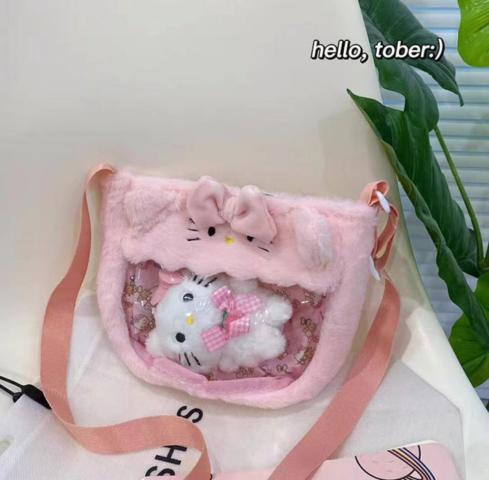 Wholesale Cute transparent PVC cartoon doll crossbody bag, personalized shoulder bag