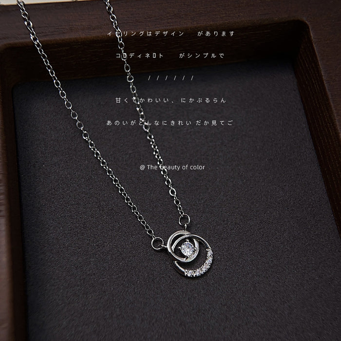 Wholesale The new double ring zircon necklace has a simple, luxurious and high-end temperament, with a niche geometric design and a collarbone chain