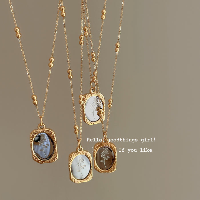 Wholesale Rose Necklace Mirror Chain All-match Elegant Titanium Steel Necklace