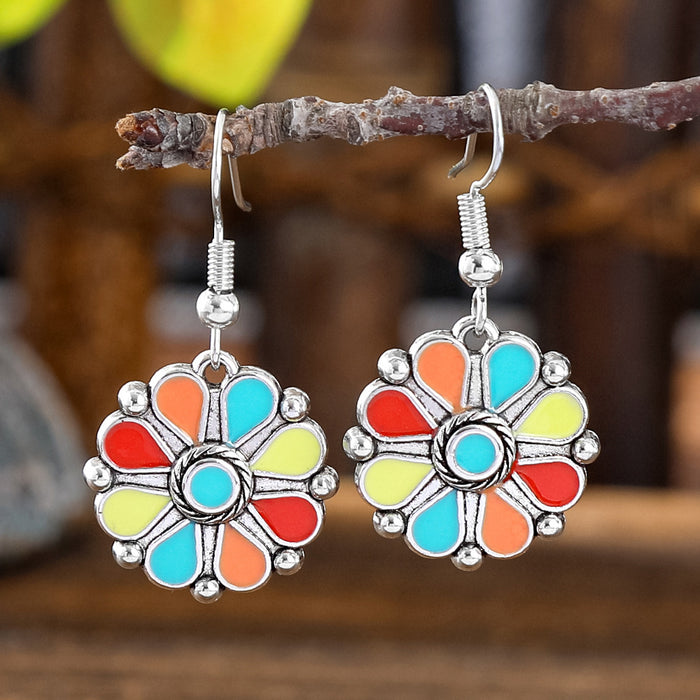Wholesale Bohemian Geometric Turquoise Earrings Zinc Alloy Fashion Accessory MOQ≥2