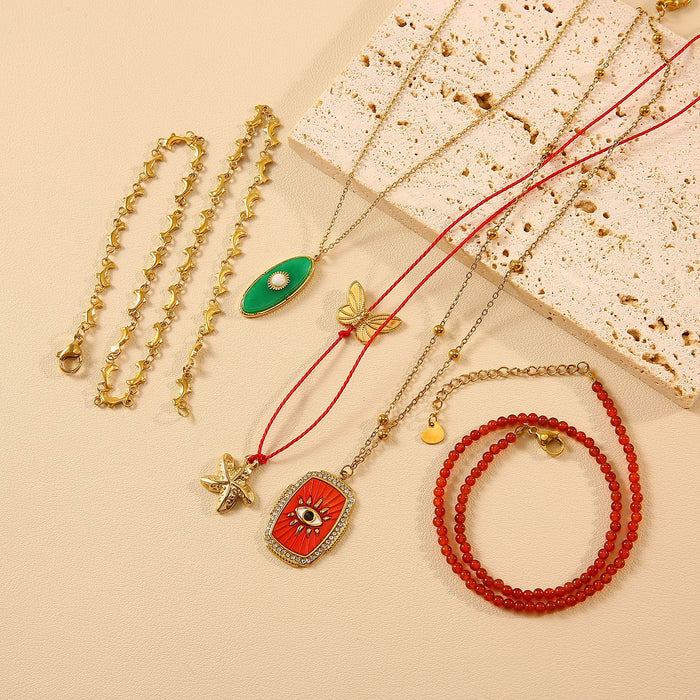 Wholesale Fashionable and personalized oil dripping necklace original design, simple starfish eye accessories, handmade wholesale