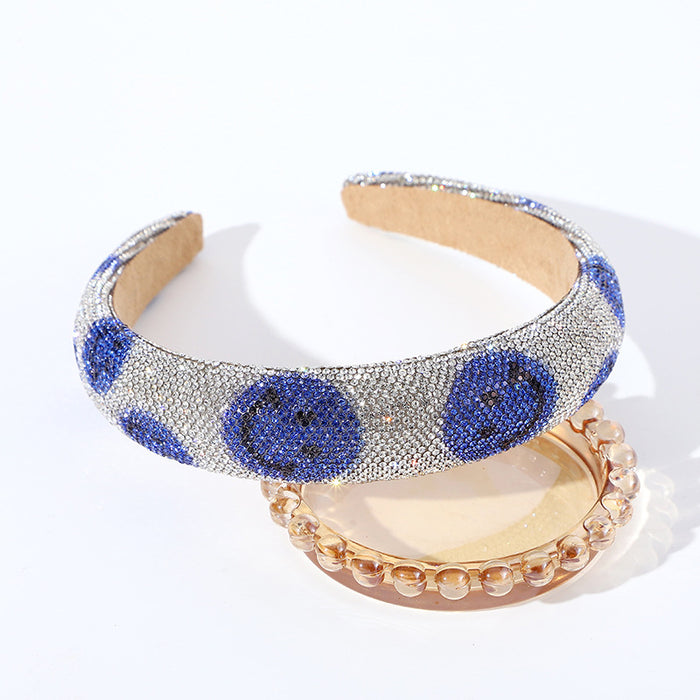 Wholesale Retro shiny starry rhinestone headband light luxury all-match smiley face hair accessories