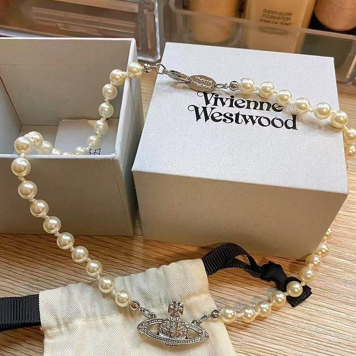 Wholesale Pearl necklace classic collarbone chain with micro inlaid diamonds