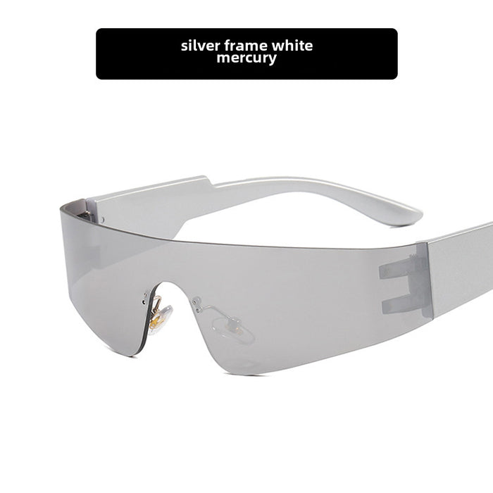 Wholesale Frameless sunglasses, punk sports sunglasses, one-piece fashion sunglasses