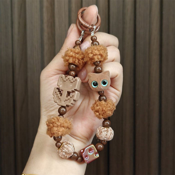 Wholesale Creative cartoon flocked cat keychain