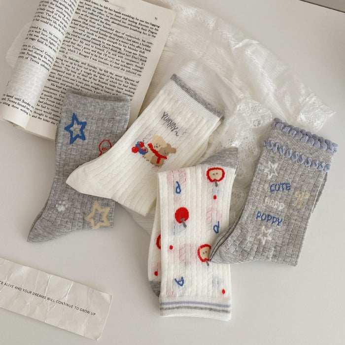 Wholesale Cute cartoon socks with mesh, breathable, sweat absorbing, boneless cotton socks