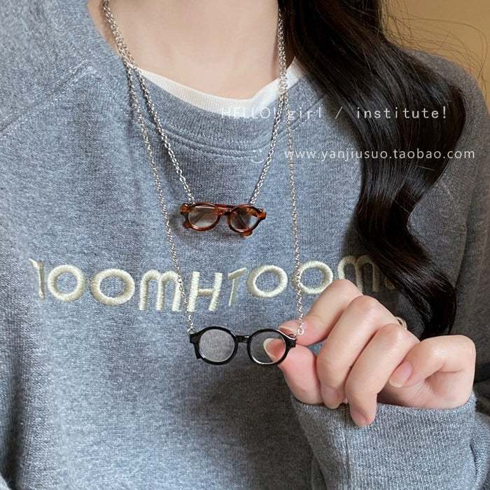 Wholesale Mini glasses versatile sweatshirt necklace women's simple accessories autumn and winter halterneck decorative sweater chain