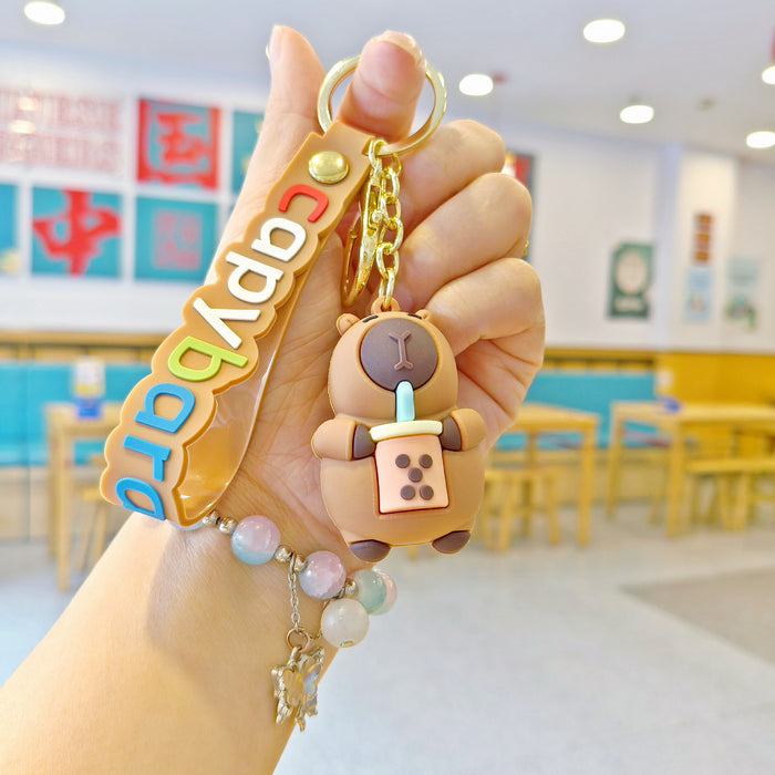 Wholesale Cartoon Keychain Cute Capybara Doll School Bag Pendant Car Keychain Doll Machine Small Gift