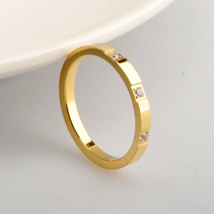 Wholesale diamond three diamond ring rose gold Hao stone titanium steel ring tail ring jewelry manufacturers direct sales