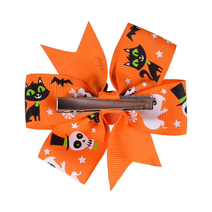 Wholesale Halloween Polyester Fabric Bow Hair Clip Set JDC-HC-Xiane020