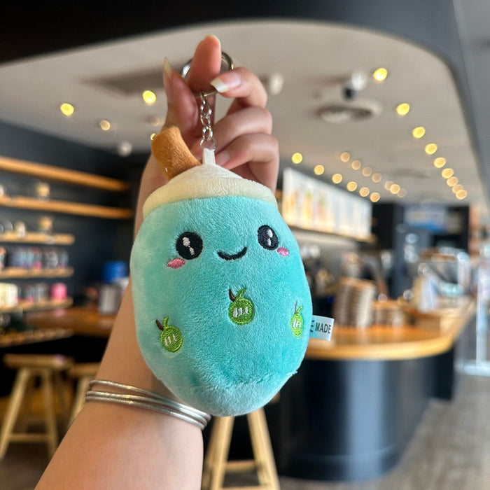 Wholesale Creative Milk Tea Plush Bag Pendant Cute Cartoon Furry Keychain Pendant Accessories Car Pendant