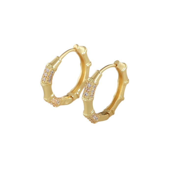 Wholesale New light luxury niche plain ring earrings with diamond studded earrings and versatile temperament earrings
