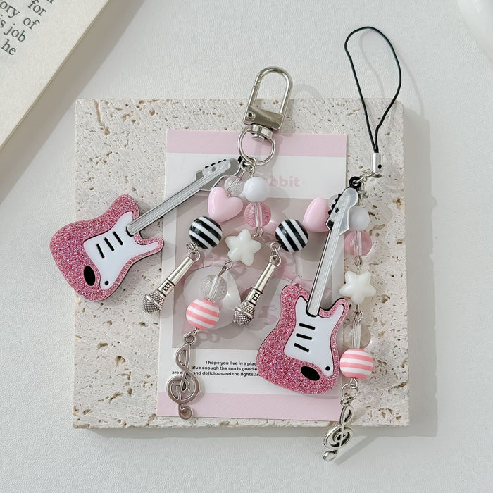 Wholesale Pink violin mobile phone pendant, star note pendant, card book, bag hanging, keychain