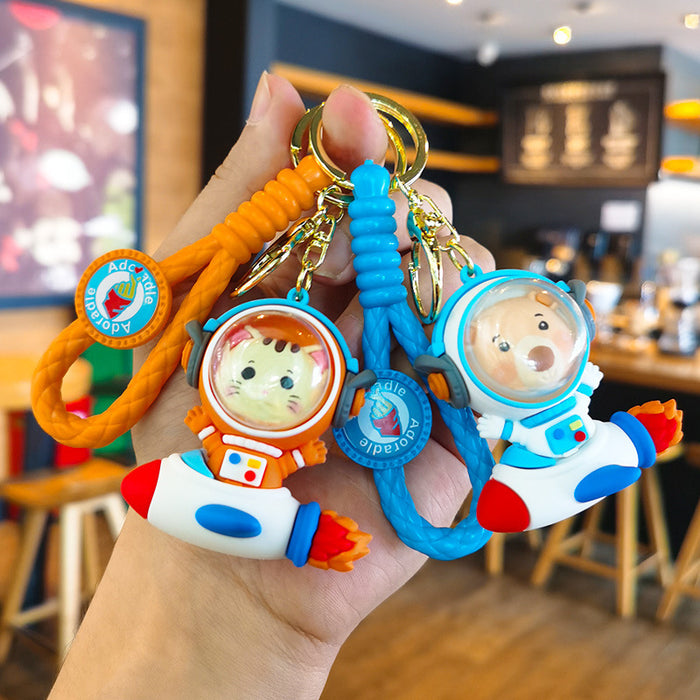 Wholesale Cartoon Space Rocket Animal 3D Doll Rubber Keychain JDC-KC-Tingm033