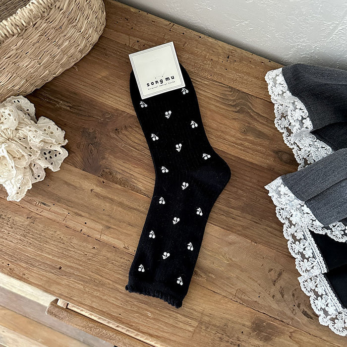 Wholesale Socks, bow, middle tube, socks, polka dots, pile socks, cotton