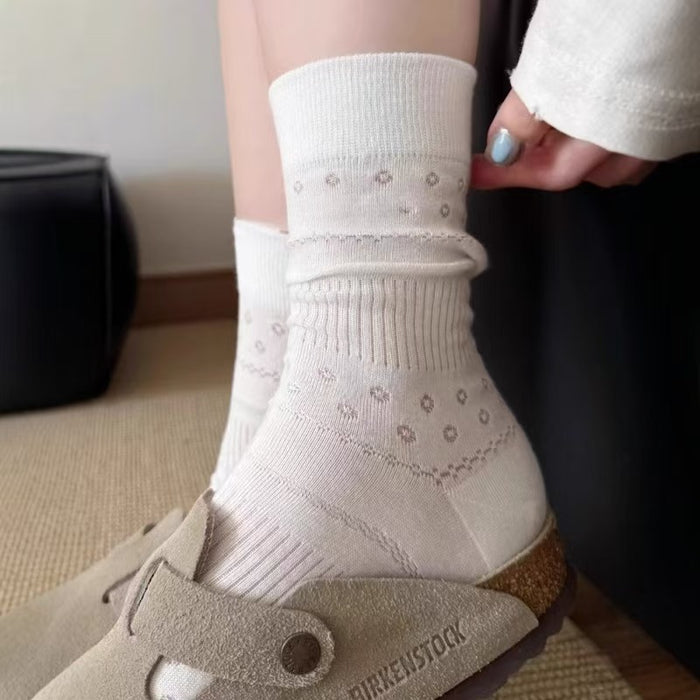 Wholesale Thin hollowed out mesh eyelets, tube socks for wearing, versatile stacking socks