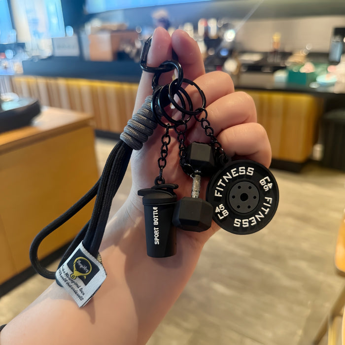 Wholesale Creative Mini Fitness Barbell Keychain