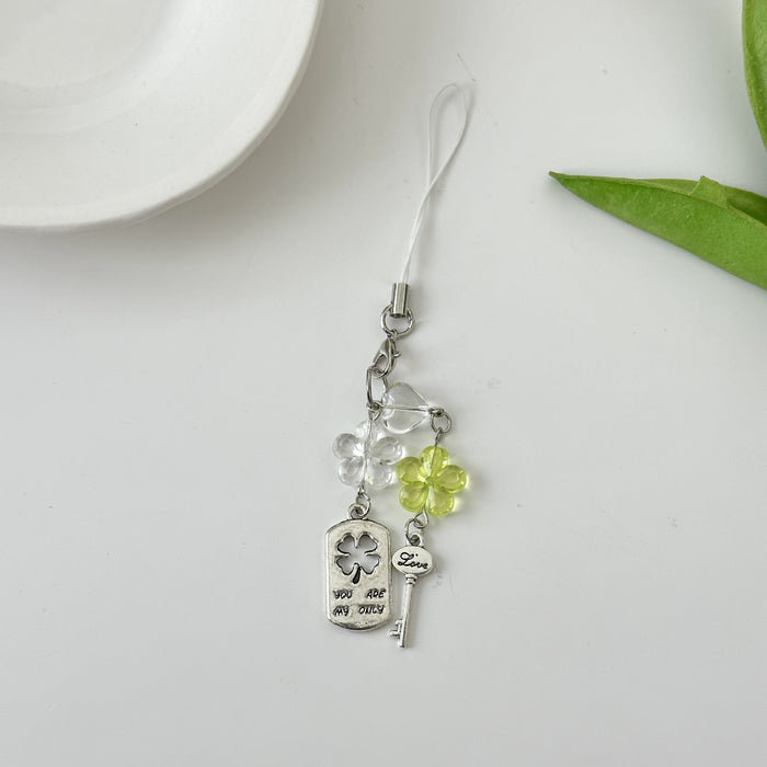 Wholesale Love You Lock Mobile Phone Chain Lanyard Beaded Camera Keychain Bag Pendant