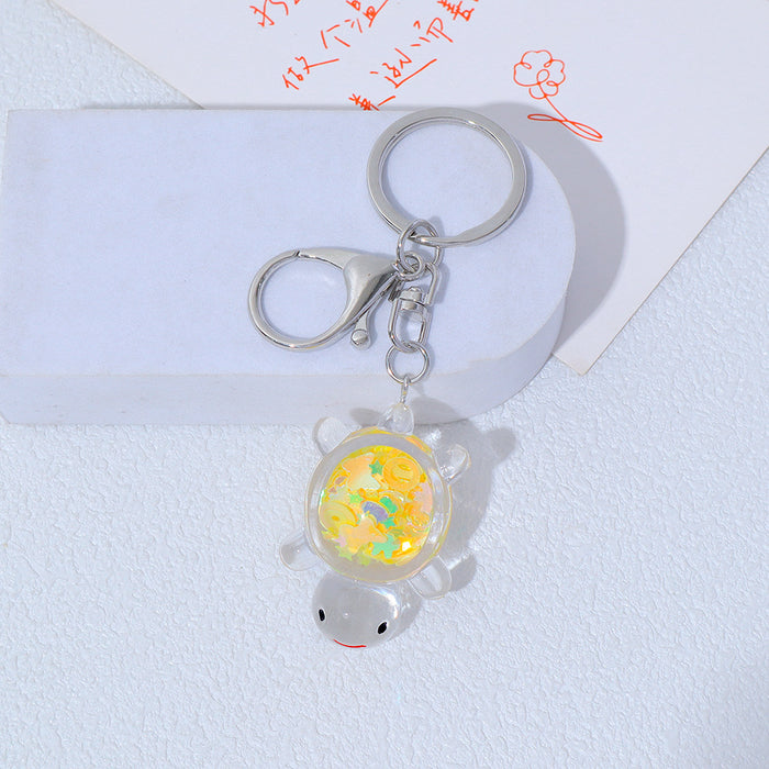 Wholesale Transparent Acrylic Turtle Keychain Padded Doll Pendant Girl Bag Pendant
