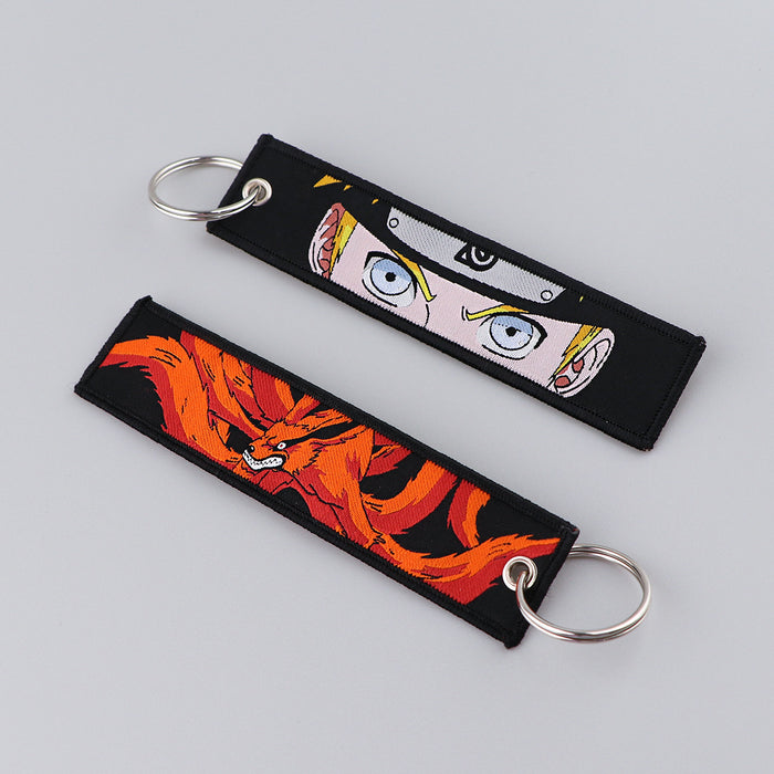Wholesale Cartoon Anime Woven Label Keychain Pendant  Fabric Anime Peripheral