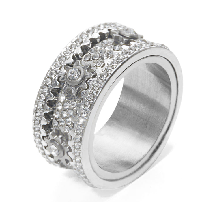 Wholesale gear rotating diamond ring fashion color diamond ring ring