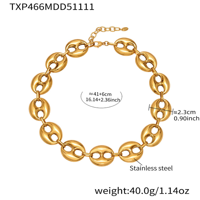 Wholesale Color-blocked hollow coffee bean titanium steel bracelet clavicle chain