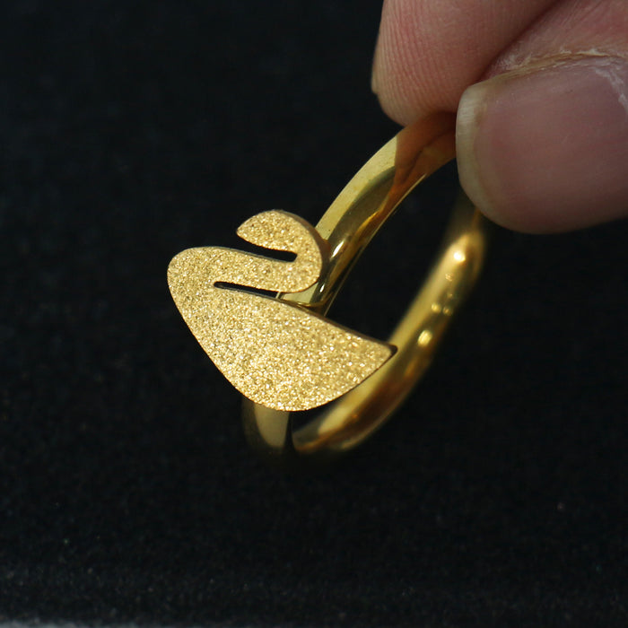 Wholesale Gold frosted ring, niche titanium steel ring, light luxury and high-end design