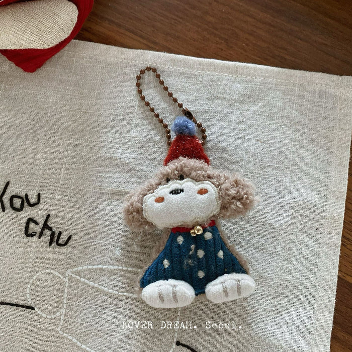Wholesale Cute Plush Penguin Bead Chain Keychain Bag Charm Christmas New Year Party Car Accessory Gift