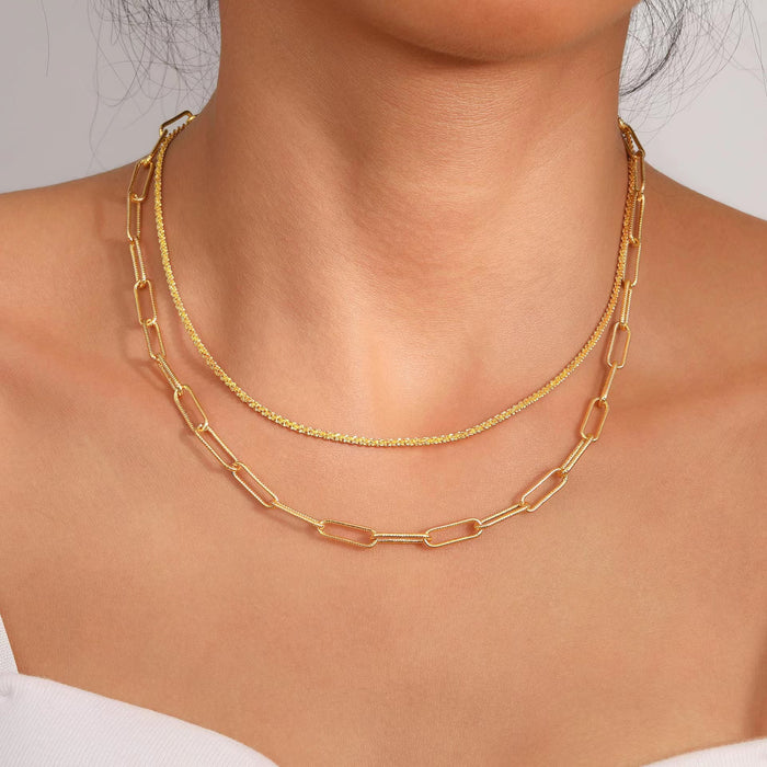 Wholesale Geometric circular necklace, light luxury, niche, double-layer necklace, collarbone chain