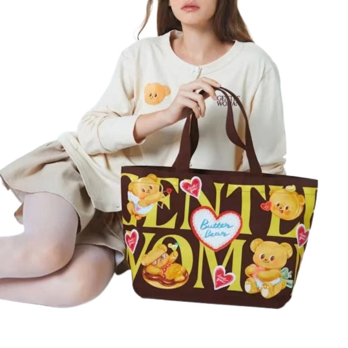 Wholesale Canvas Bag Bear Joint Tote Bag Cute Cartoon Large Capacity Handbag