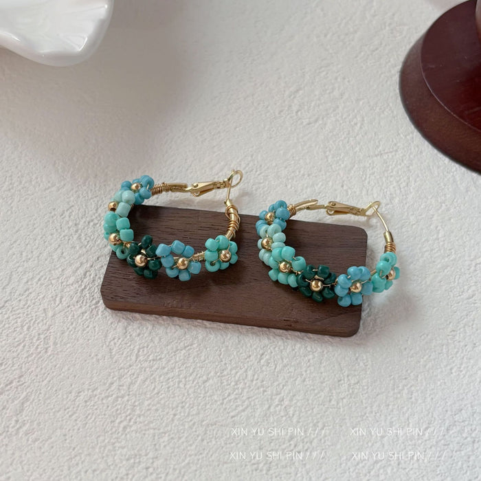 Wholesale Small niche design, colorful flower wreath earrings, fashionable personality, versatile and exquisite high-end earrings and earrings