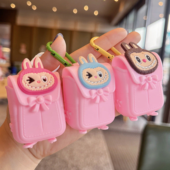 Wholesale Rubber material Creative cartoon simulation bag keychain &  cartoon couple car keychains