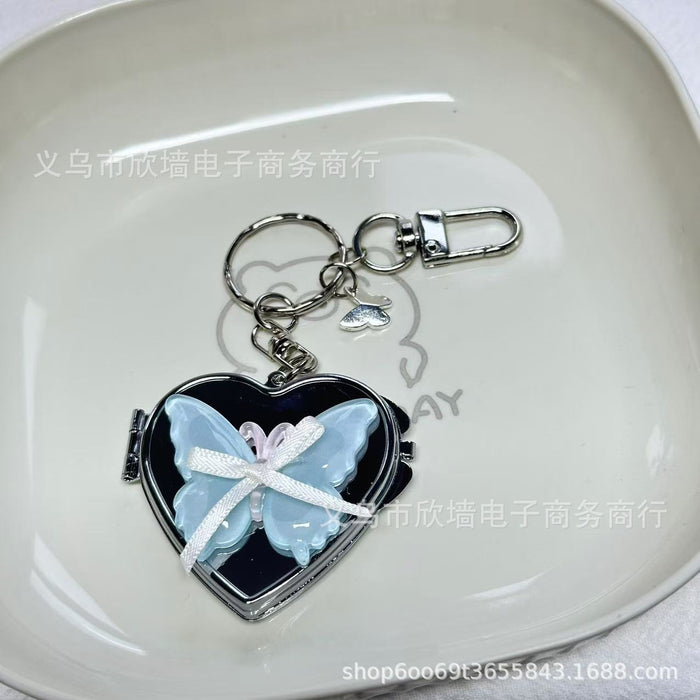 Wholesale Ribbon Heart Bow Mirror Keychain