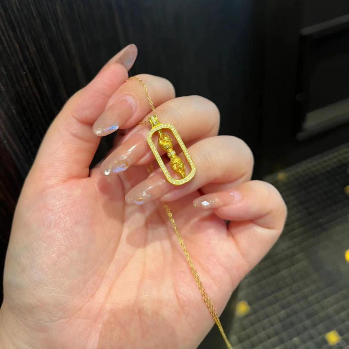 Wholesale  Diamond Pestle Gourd Necklace Women's Temperament Rich Titanium Steel Clavicle Chain