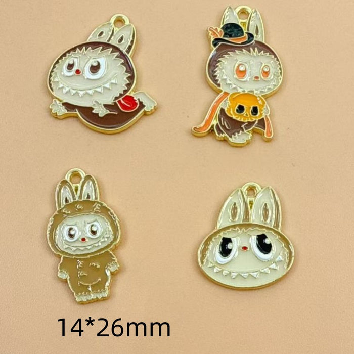 Wholesale 10pcs Cartoon DIY Oil Drip Alloy Necklace Keychain  Earrings Pendant