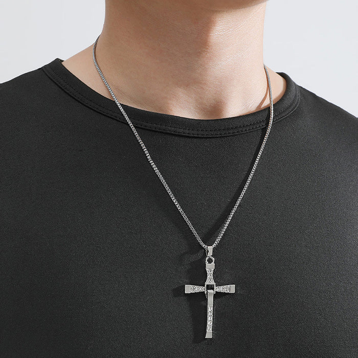 Wholesale Diamond Cross Pendant Men's Necklace JDC-NE-ChengHan013