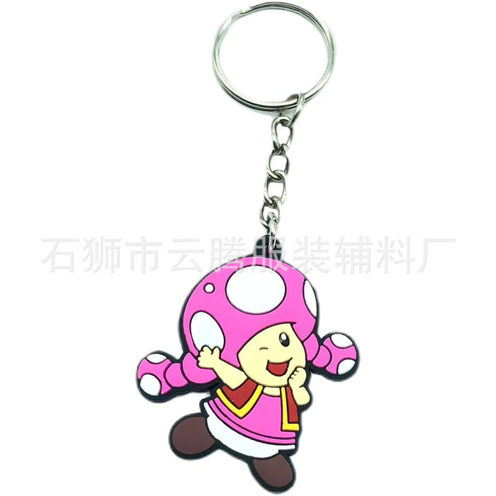 Wholesale 10pcs Cartoon Mushroom Keychain Pendant PVC Key Pendant School Bag Decoration