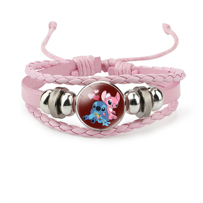 Wholesale Time Gemstone Pink Multi-layered Cowhide Bracelet JDC-BT-DMu001