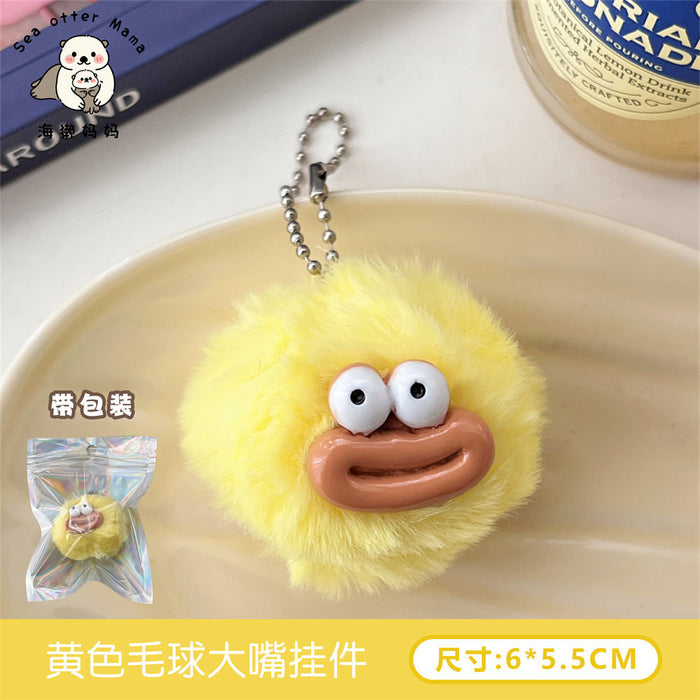 Wholesale Cute Fur Ball Big Mouth Keychain Pendant Ugly Cute Sausage Mouth