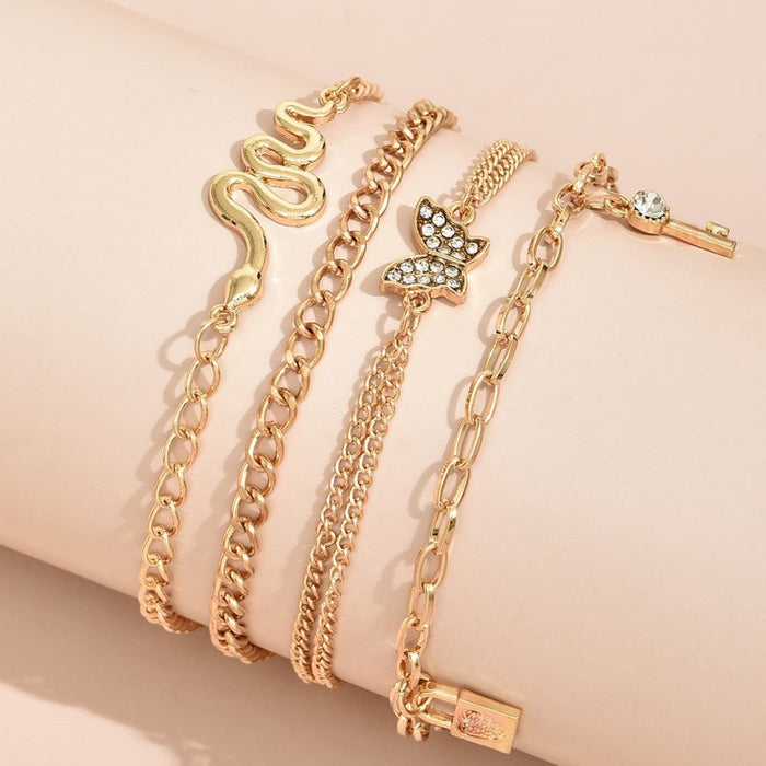 Wholesale Creative multi-layer ankle chain with alloy butterfly ankle decoration
