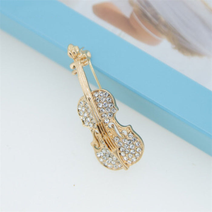Wholesale Violin Brooch Rhinestone Brooch,  Elegant Oil-Dropping Corsage