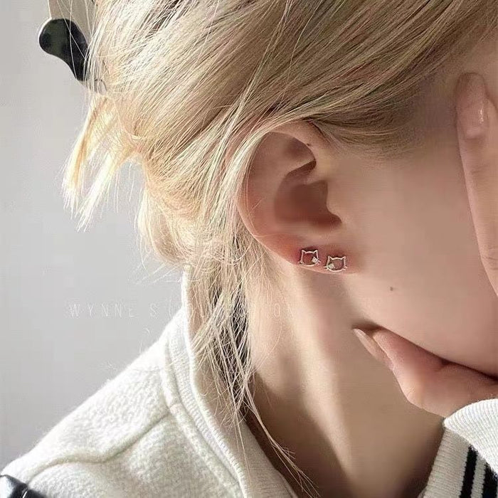 Wholesale Cat Ear Nails Silver Cute Sweet Ear Hole Sleep Free Ear Accessories