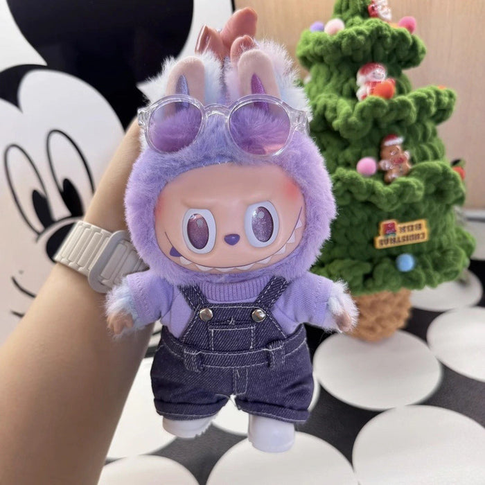 Wholesale Purple Coke Overalls Set Cotton Doll Pendant Doll Clothes