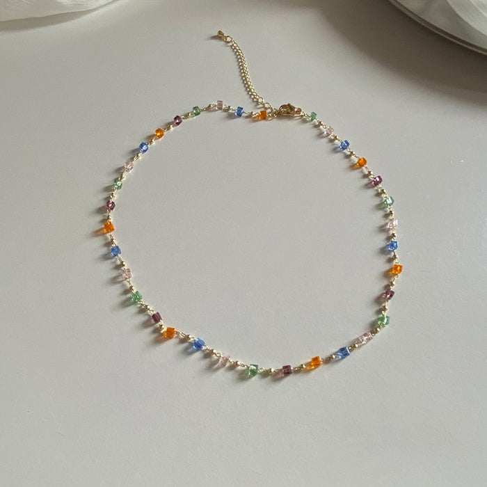 Wholesale Fresh Color Beaded Necklace Collar Chain Distinctive Simple Necklace Jewelry
