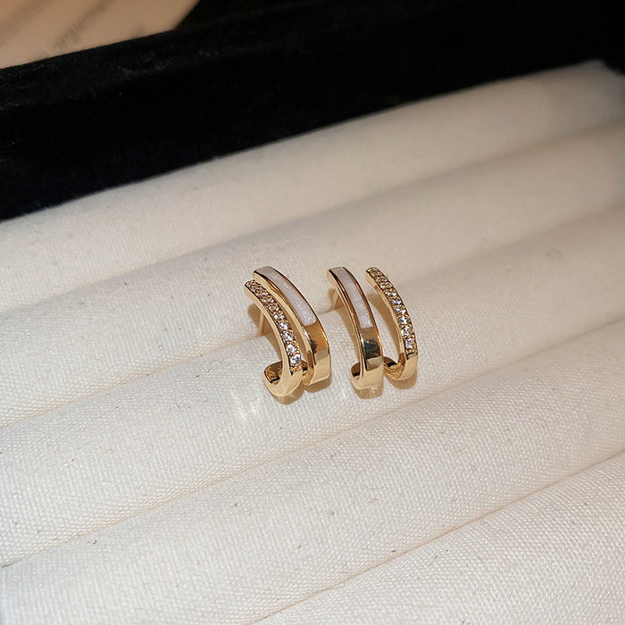 Wholesale Silver needle oil drop flower geometric earrings  summer new all-match earrings